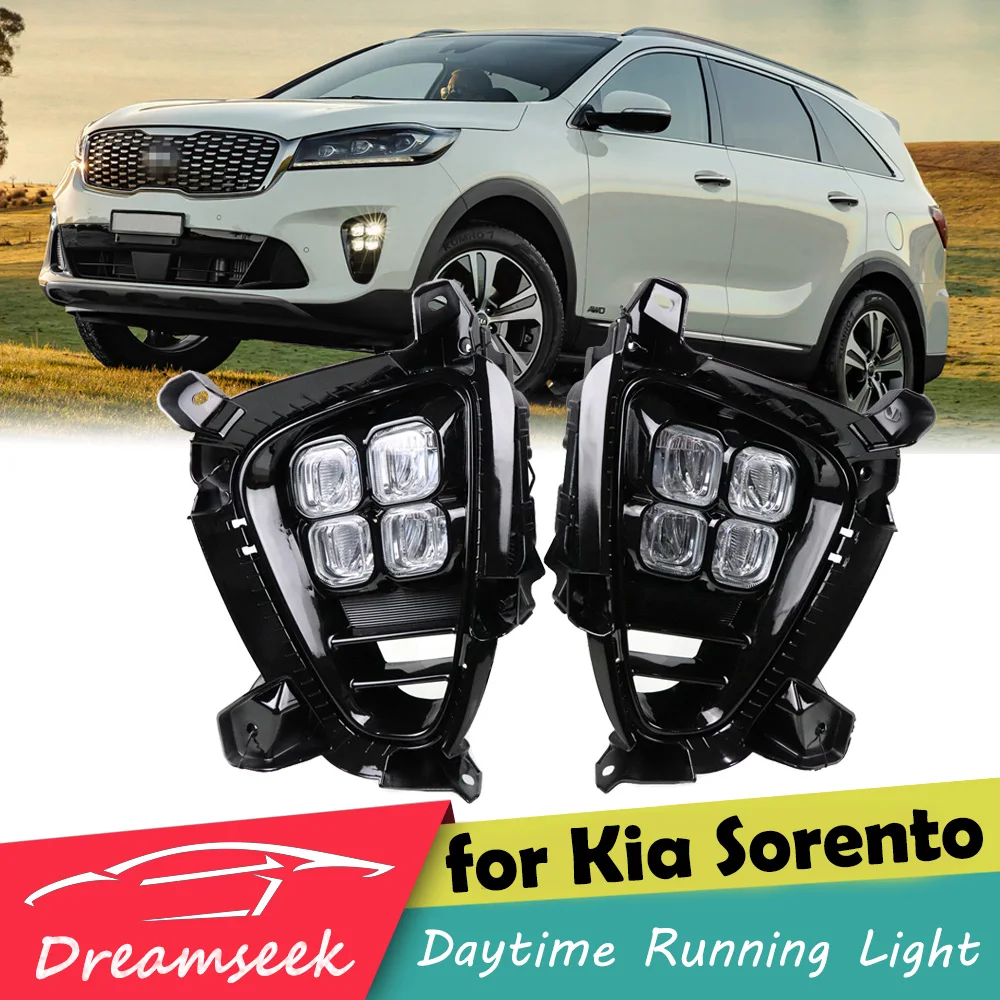 4 глаза светодиодный DRL Дневной светильник для Kia Sorento 2018 2019 2020 противотуманный