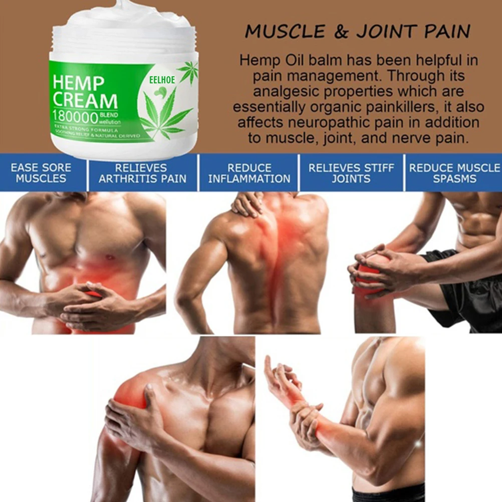 

2 Pcs Muscle Care Natural Hemp Cream Pain Relief Balm Ointment Neck Relief Hemp Balm for Body Neck Back Soothing Care