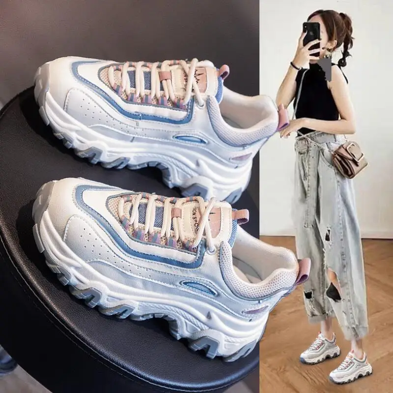 

Spirng Autumn Platform Sneakers Women Casual Sports Shoe Non-Slip Lace Up Breathable Flat Tennis Shoes Female Fashion Zapatillas
