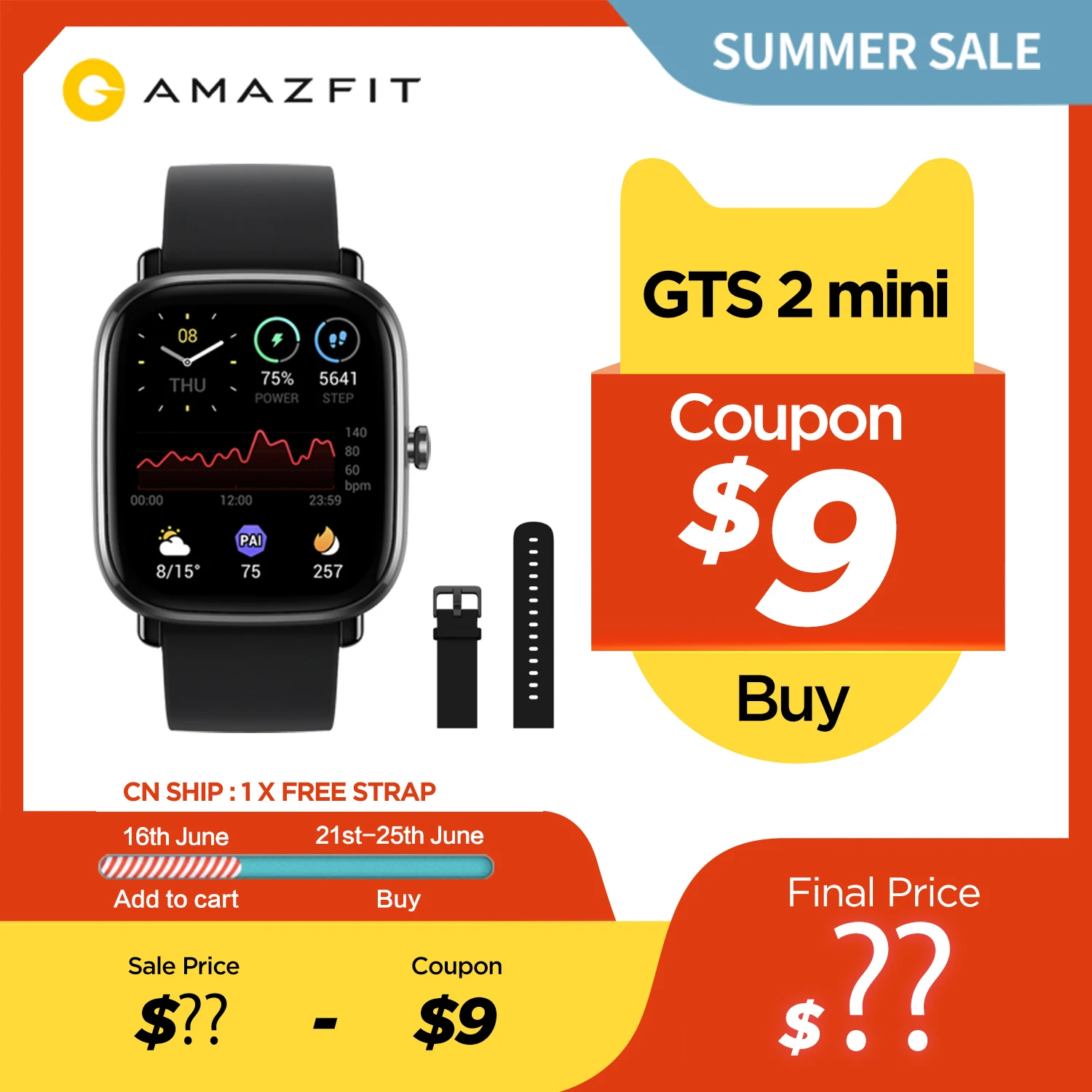  Global Version Amazfit GTS 2 Mini GPS Sports Smartwatch Bluetooth 5.0 Female Cycle Tracking 14 Days Battery Life  For Android 