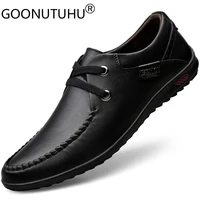fashion mens shoes casual genuine leather classics black lace up shoe man soft waterproof platform shoes for men big size 36 47