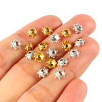 100pcslot beads cap 6x2mm gold tibetan silver color flower bead end caps for jewelry making supplies diy bracelet accessories