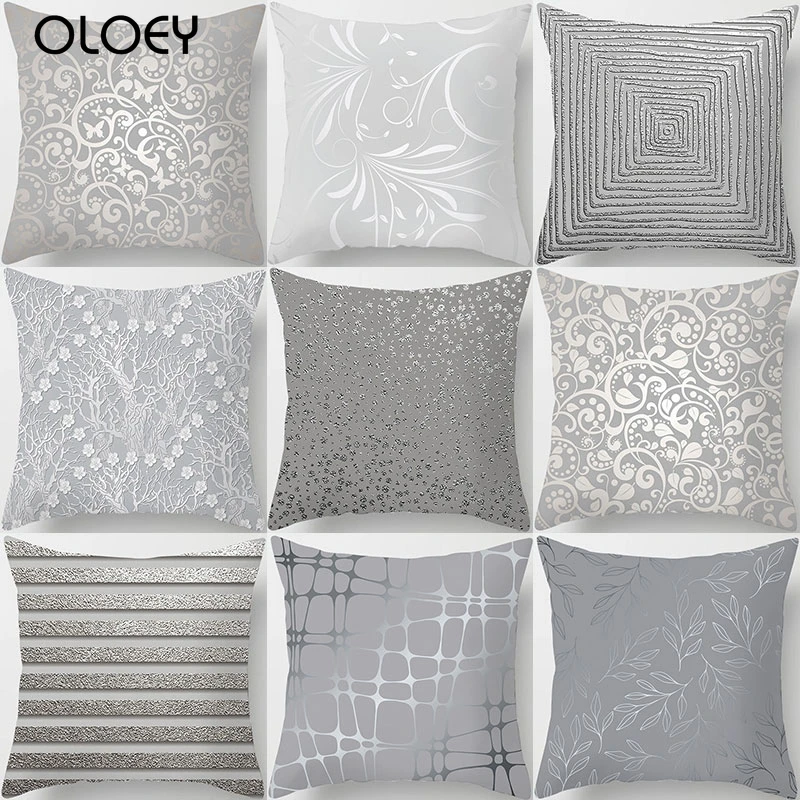 

Gray Geometric Pattern Decorative Cushions Pillowcase Polyester Cushion Cover Throw Pillow Sofa Decoration Pillowcover 40901
