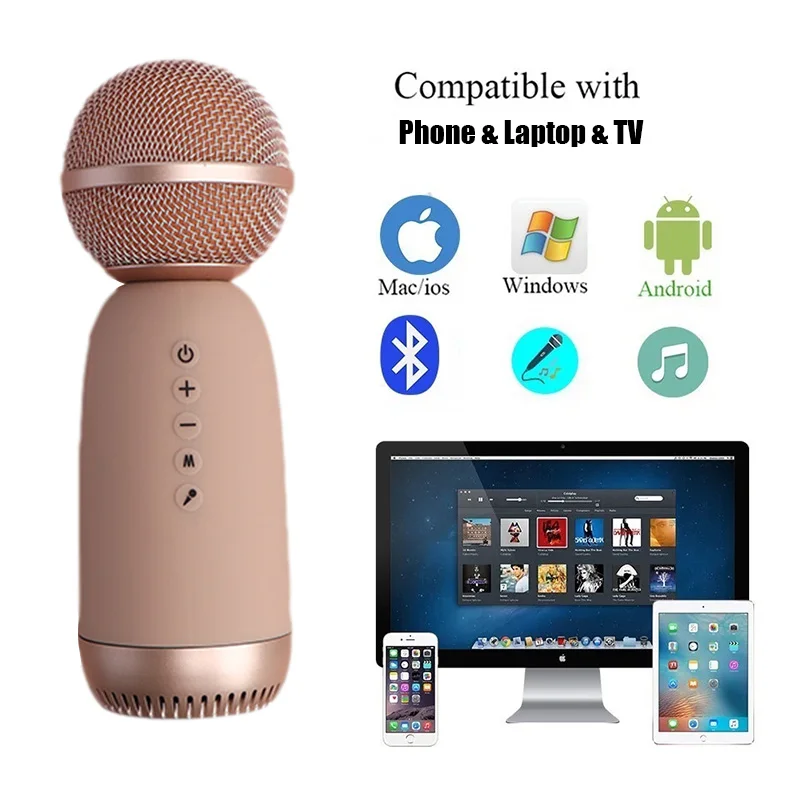 Силиконовый Bluetooth-микрофон динамик KTV беспроводной микрофон для караоке песни