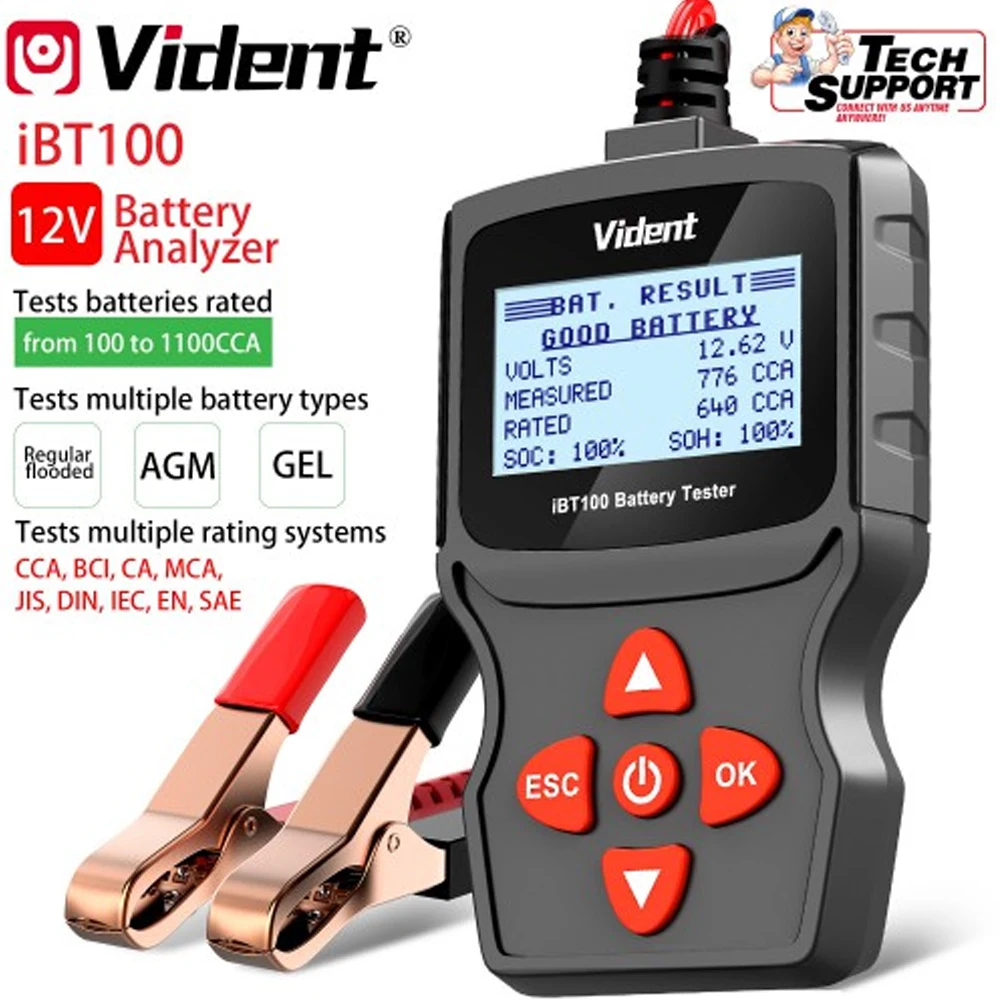 Анализатор аккумулятора Vident iBT100 12 В для утопленных AGM GEL 100 1100CCA автомобильный