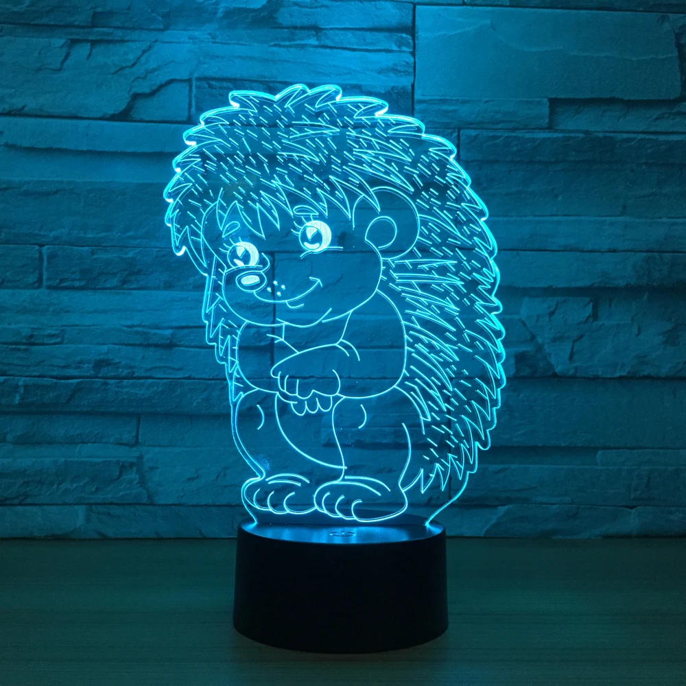 USB LED пользовательский Ежик акриловый 3D ночник цветной пульт дистанционного