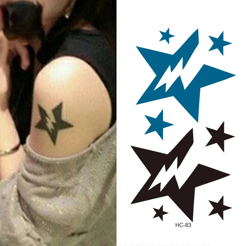 Водонепроницаемая Временная маленькая и большая черная звезда боди арт тату