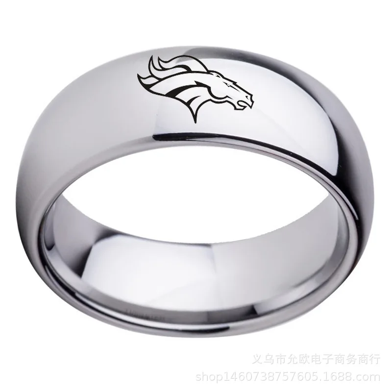 

Football Team Rubgy Team Logo Stainless Steel Arc Ring Titanium Steel Men's Ring Team Ring Sport Jewelry.