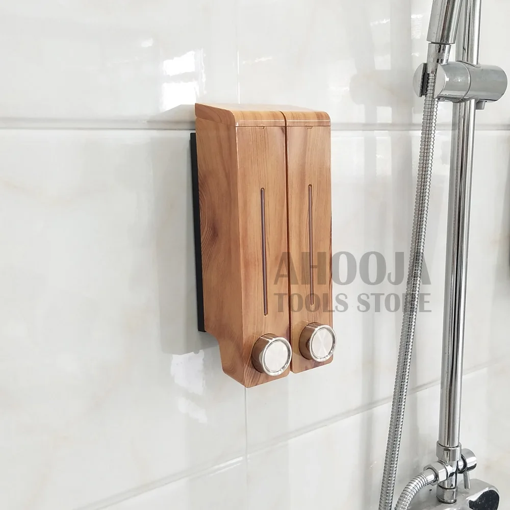 Wood grain-2 Диспенсер для жидкого мыла для ванной комнаты настенный моющий гель для душа мыло для рук шампунь диспенсер для отеля торговый центр кухня бутылка для мыла - Цвет: Wood grain-2
