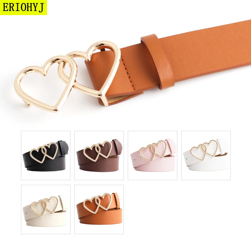 

ERIOHYJ high quality women belts luxury brand cute Heart-shaped thin belt New with adjustable punk fashion belts buckle