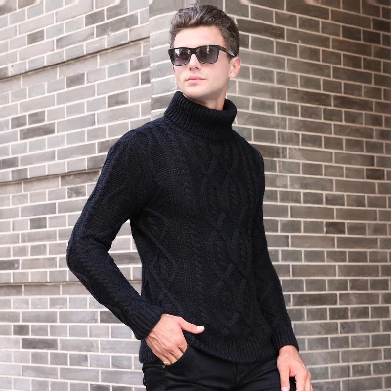 

2019 New Autumn Winter Men's Turtleneck Solid Color Casual Sweater Men's Slim Fit Brand Knitted Pullovers