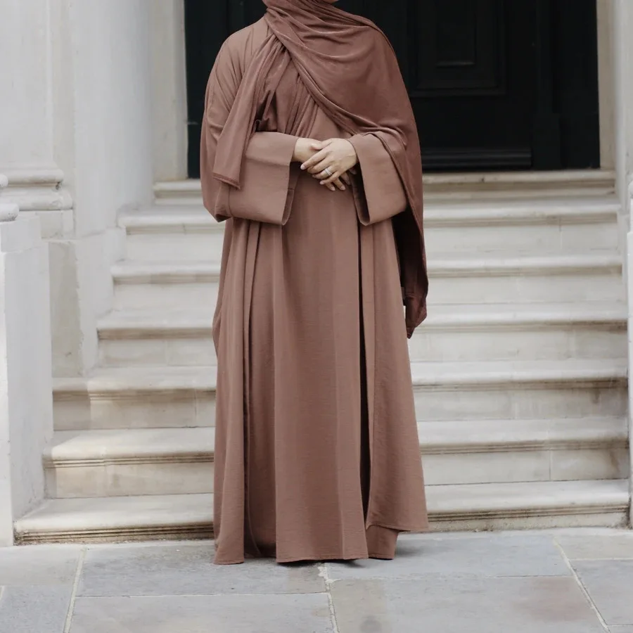 Mandylandy, Турция, абайя, халат, мусульманское платье для женщин, Дубай, однотонный костюм из двух частей, мусульманские комплекты, Caftan, кардиган,...