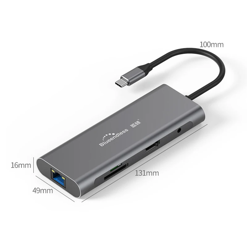 9 в 1 type C док-станция для ноутбука USB 3,0 HDMI TF LAN PD usb-хаб для Macbook huawei XiaoMi DELL Surface lenovo Dock