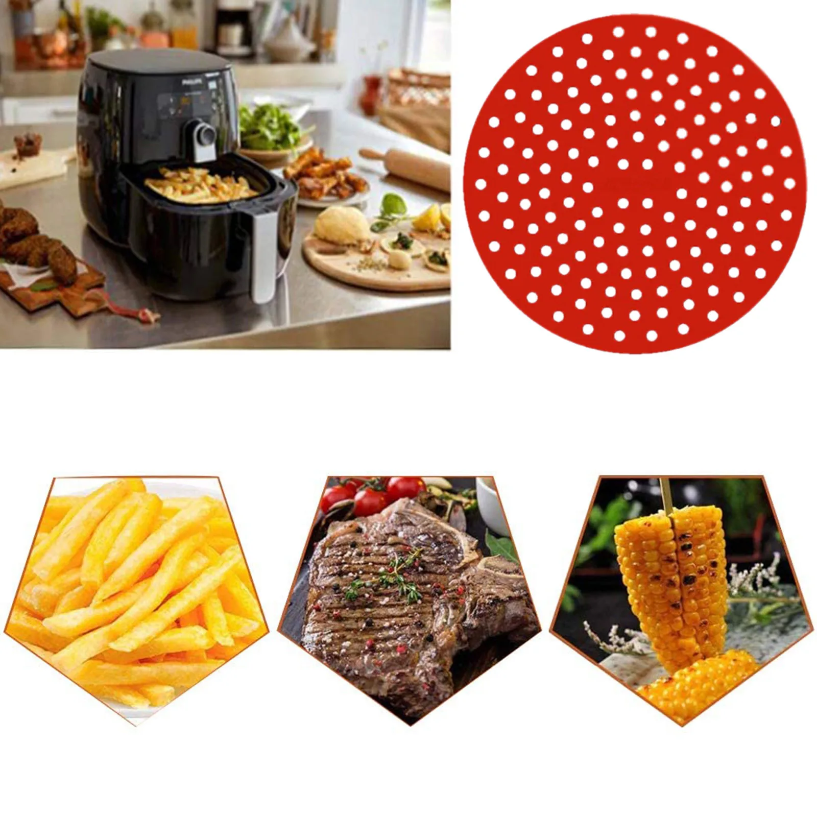 

Air Fryer Accessories Reusable Air Fryer Liner Stick Silicone Air Fryer Basket Mat Accessories Kitchen Tools And Accessories