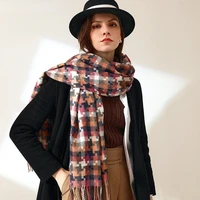 long tassel female foulard 2021 luxury brand cashmere plaid women scarf winter warm shawl wrap bandana mosaic plaid blanket