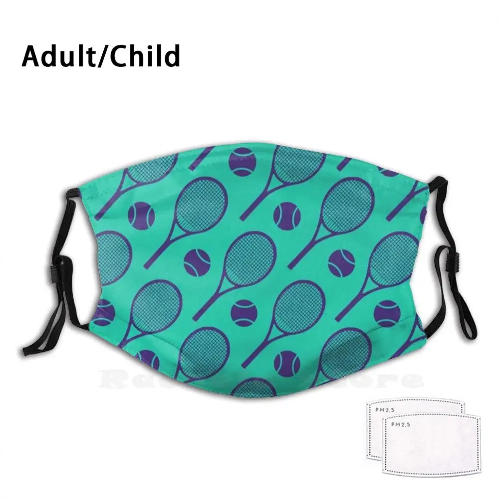 

Cool Tennis Purple And Minty Pattern Funny Print Reusable Pm2.1002 Filter Face Mask Tennis Tenis Pattern Tennis Racket Tennis