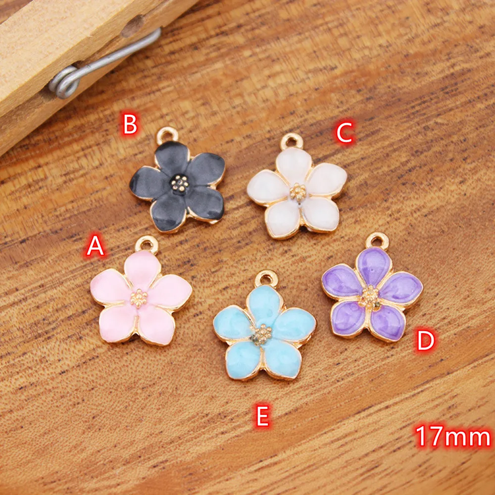 

Flower Enamel Charms for Earring 20pcs Colorful Beautiful Peach Flowers Charm Pendant Metal Charm Bracelets DIY Jewelry Making