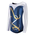 Гимнастические танцевальные трико с длинными рукавами для девочек; Детские костюмы в полоску; гимнастические купальники; детские танцевальные балетные костюмы