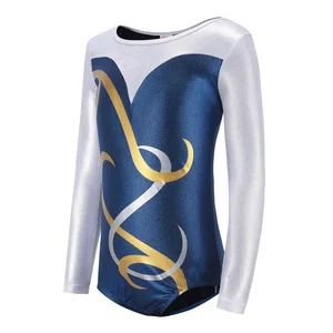 Гимнастические танцевальные трико с длинными рукавами для девочек; Детские костюмы в полоску; гимнастические купальники; детские танцевальные балетные костюмы