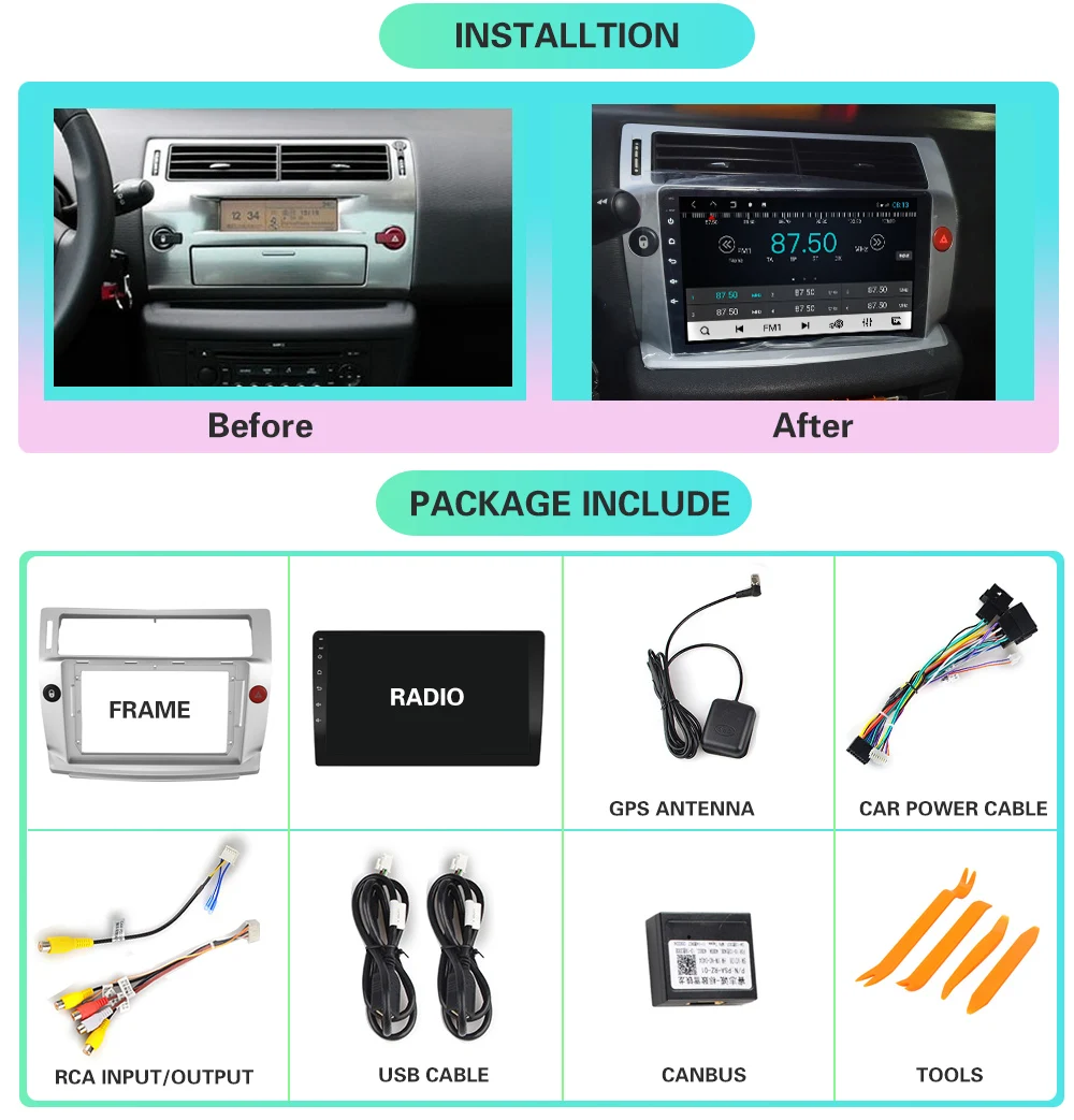 Автомобильный радиоприемник 4G + 64G Android 10 NET DSP RDS мультимедийный видеоплеер для