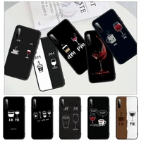 coffee wine cup black matte cell phone case for huawei p9 p10 p20 p30 p40 lite pro p smart 2019 2020 cover