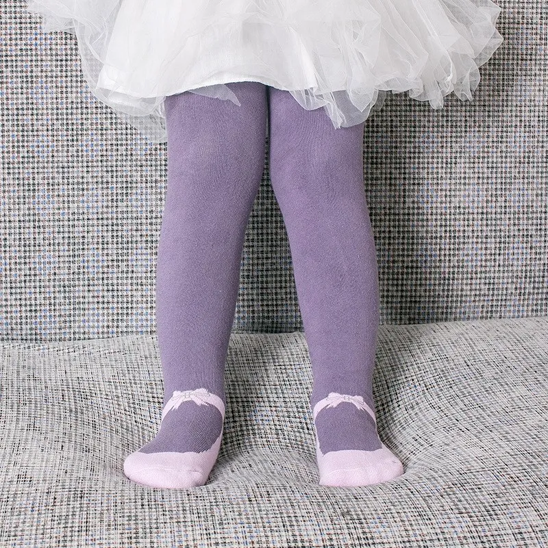 Осенне-зимние мягкие хлопковые теплые чулки с бантом для девочек колготки милые