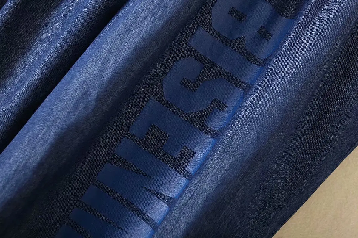 

Plus Size Women's All Match Tencel Jeans Casual Letter Printed Elastic Waist Spring Summer Long Pants