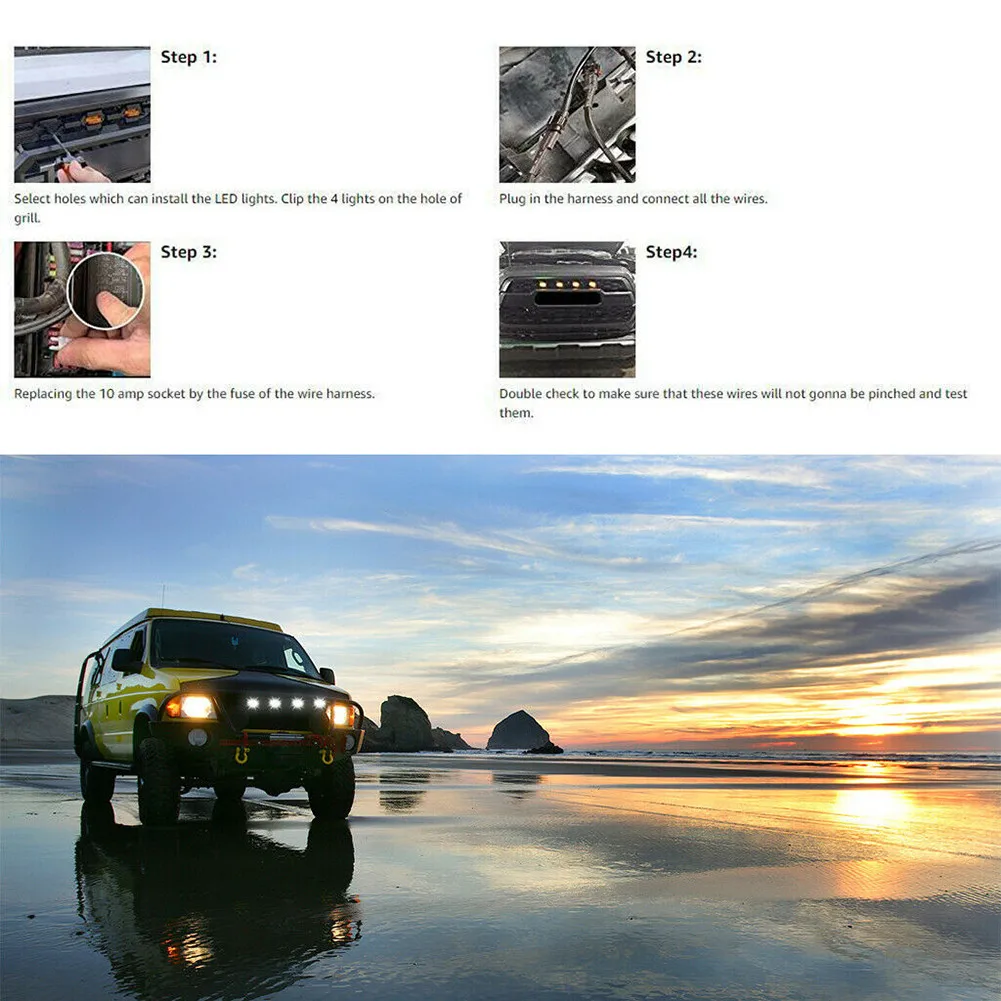 

12-24 В постоянного тока решетка светодиодные фонари 4x для Toyota Tacoma Передняя TRD Pro белая линза