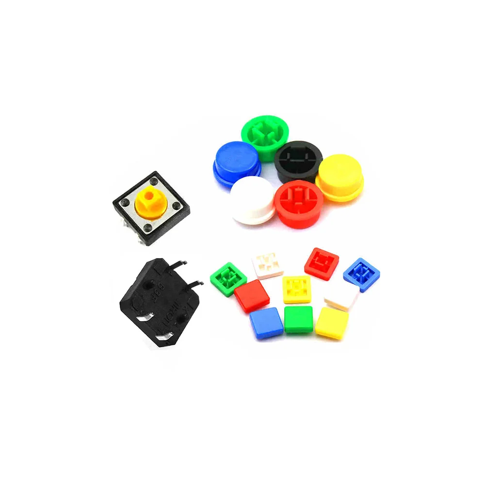 

50 Pairs Tactile Push Button Switch Momentary 12*12*7.3MM Micro switch button Tact Cap for Arduino Switch Round Square Optional