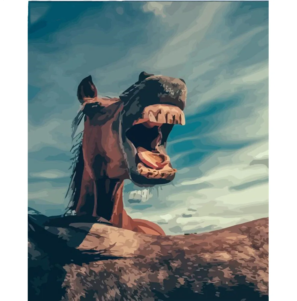 

CraftArtGo Painting By Numbers Animal painting On Canvas HandPainted Gift Picture By Number Waterfall Kits Home Decoration