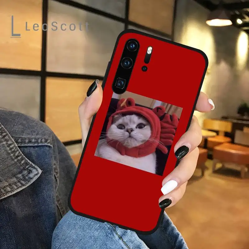 

Cute cat simple stickers Phone Case For Huawei honor Mate P 9 10 20 30 40 Pro 10i 7 8 a x Lite nova 5t