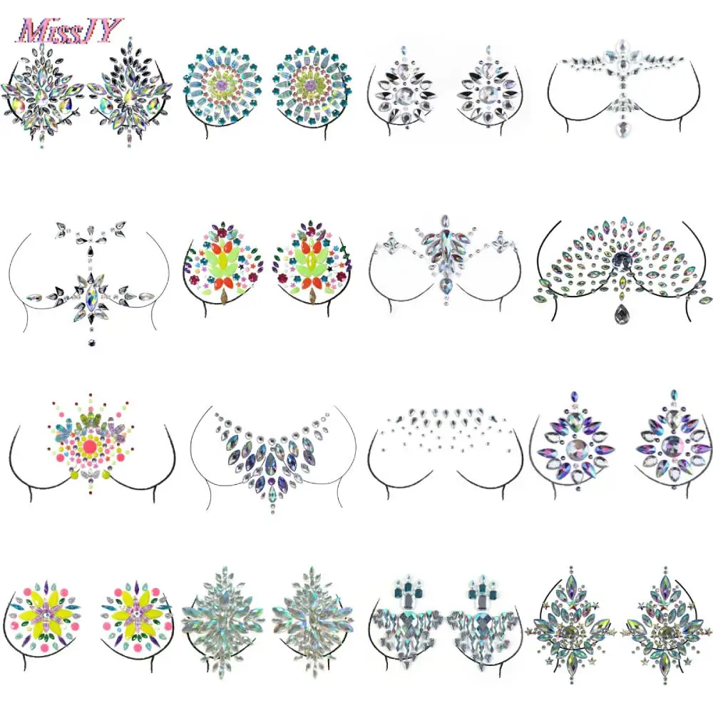 

New Self Adhesive Crystal Sexy Bra Stickers Shiny Diamond Breast Chest Bra Pad Sticker Nipple Cover Crystal Beads Bra Accessorie