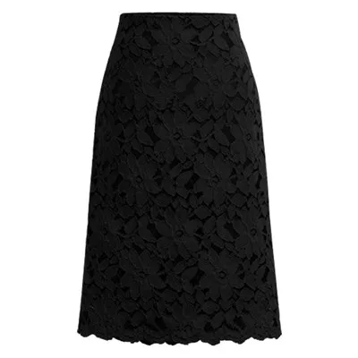 S-6XL плюс размер кружевные юбки женские s Faldas Mujer Moda тонкая юбка-карандаш Женская миди юбка куртка Femme Spodnica Jupe Crayon - Цвет: black