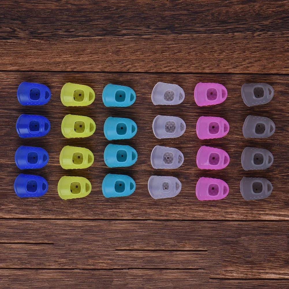 

12 Pcs Thin Medium Guitar Thumb Picks Finger Cap Protect Fingers for Splicing Line Pressing Elastic Ukulele Finger Hat