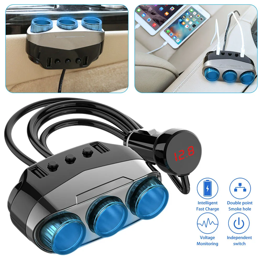 Универсальный адаптер питания для автомобильного зарядного устройства с двумя