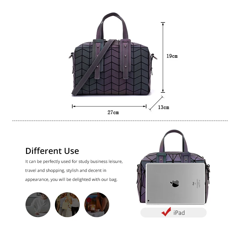 Женская объемная сумка подушка с голографическим отражением верхней ручкой| |