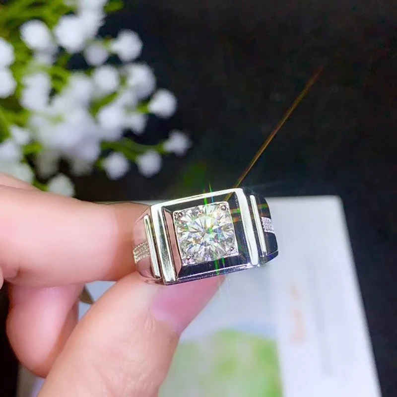 Мужское свадебное кольцо с бриллиантом BOEYCJR из серебра 925 пробы 1ct/2ct/3ct F color Moissanite