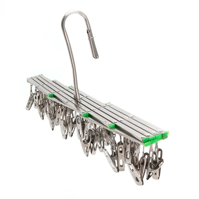 35 Clips Stainless Steel Laundry Rack Foldable Sock Clothes Airer Folding Hanger Drying Underwear Socks Holder | Дом и сад