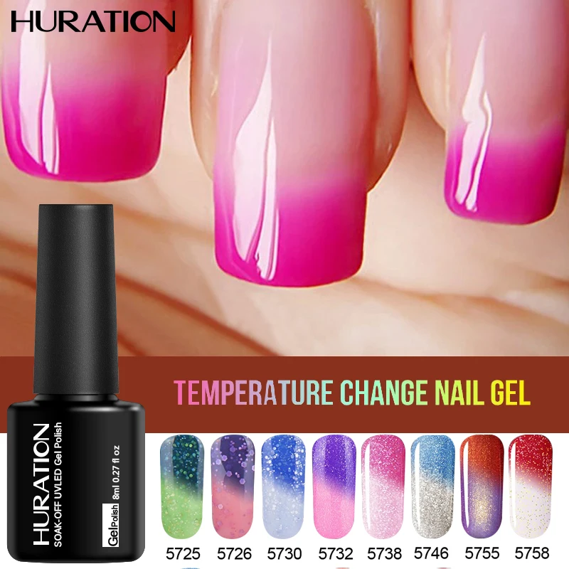 Термальный Гель лак Huration для ногтей меняющий цвет 29 цветов УФ температуру