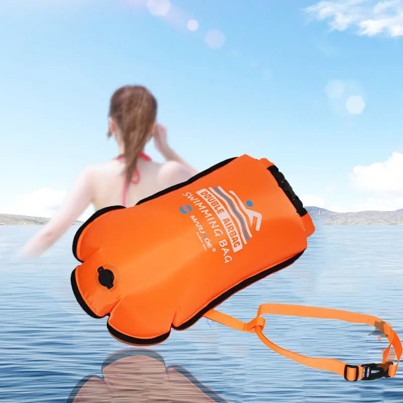 

20L Inflatable Open PVC Swimming Buoy Tow Float Dry Bag Double Air Bag with Waist Belt for Swimming Water Sport Safety bag