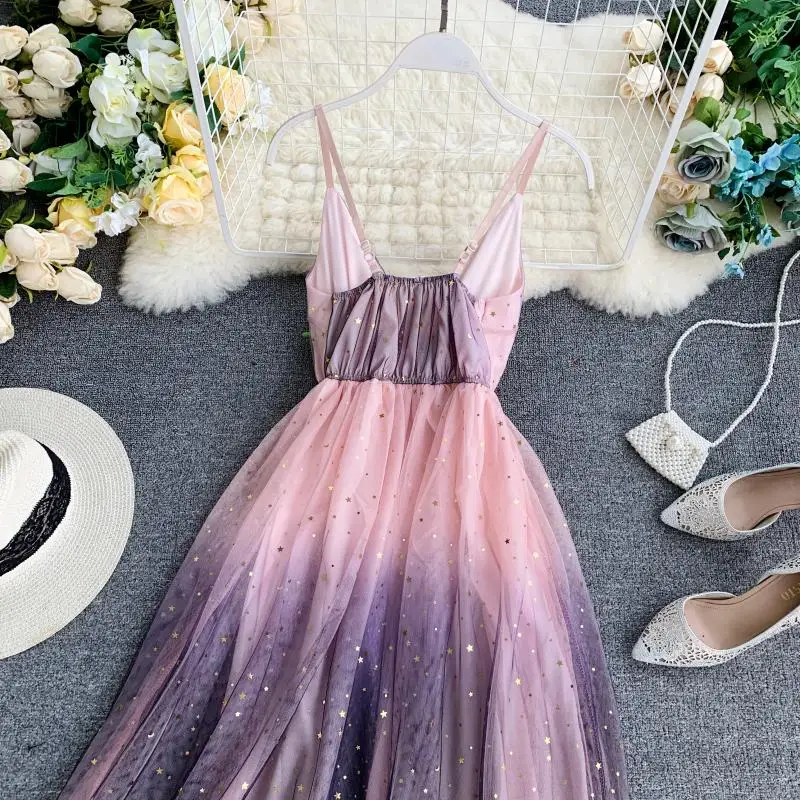 Французская Фея Звезда блестки V воротник росы сзади без рукавов Талия шоу тонкий