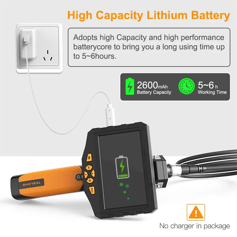 Двойной эндоскоп камера ip68 Труба бороскоп Водонепроницаемый Змея с 5 дюймовым ЖК