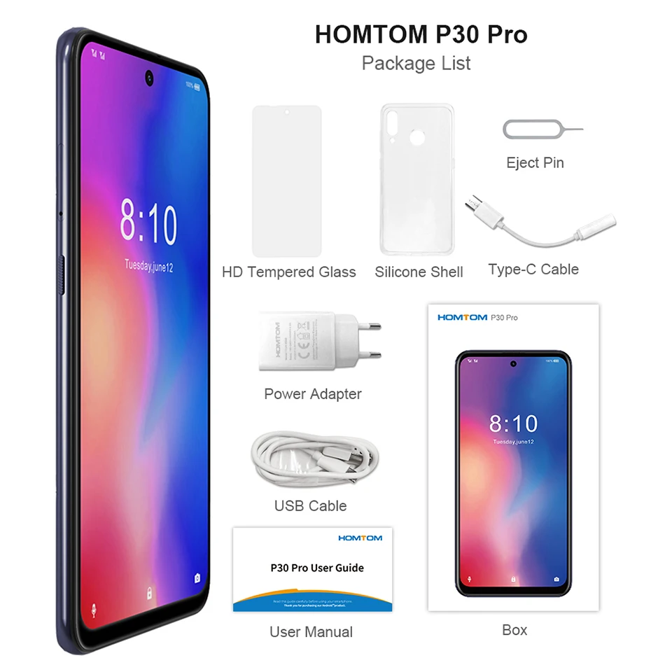 HOMTOM P30 pro Android 9,0 Helio P23 MTK6763 Восьмиядерный 4 Гб 64 Гб Смартфон 6,41 дюймов 4000 мАч 4G FDD-LTE стеклянный Чехол для мобильного телефона