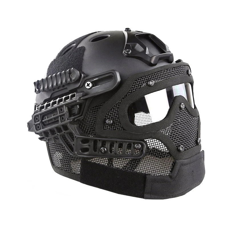 Airsoft PJ Type Fast Helmet Safety Full Face Protective PC Lens Steel Mesh G4 System Game Combat Wargame Paintball Accessories