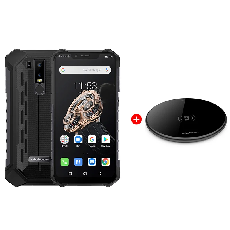 Black add UF002 Ulefone Armor 6S прочные мобильные телефоны 6," Helio P70 6G+ 128G 16MP+ 8MP Face ID NFC Беспроводная зарядка Android 9,0 смартфон - Цвет: Black add UF002