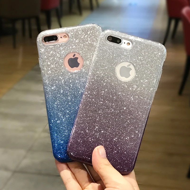 Блестящий чехол для iphone X XS 11 Pro MAX XR 10 7 8 Plus 6s 6 7Plus градиентные цвета мягкий