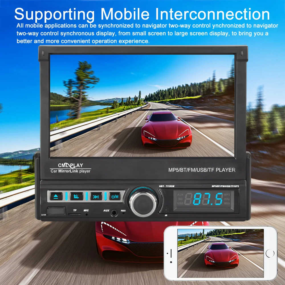 Автомагнитола с сенсорным экраном 7 дюймов стерео-система поддержкой MP5 Bluetooth FM AUX