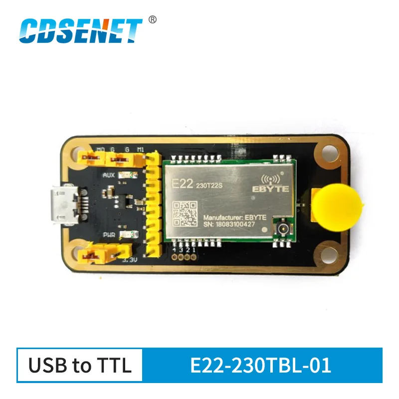 

Модульная тестовая плата CDSENET SX1262 LoRa, 22 дБм, 5 км, приемопередатчик дальнего расстояния, стандартная USB-плата, беспроводной модуль RF