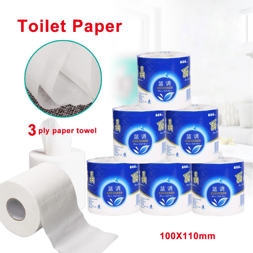 

Toilet Paper Bulk Rolls Bath Tissue Bathroom White Soft 3 Ply/110g Roll