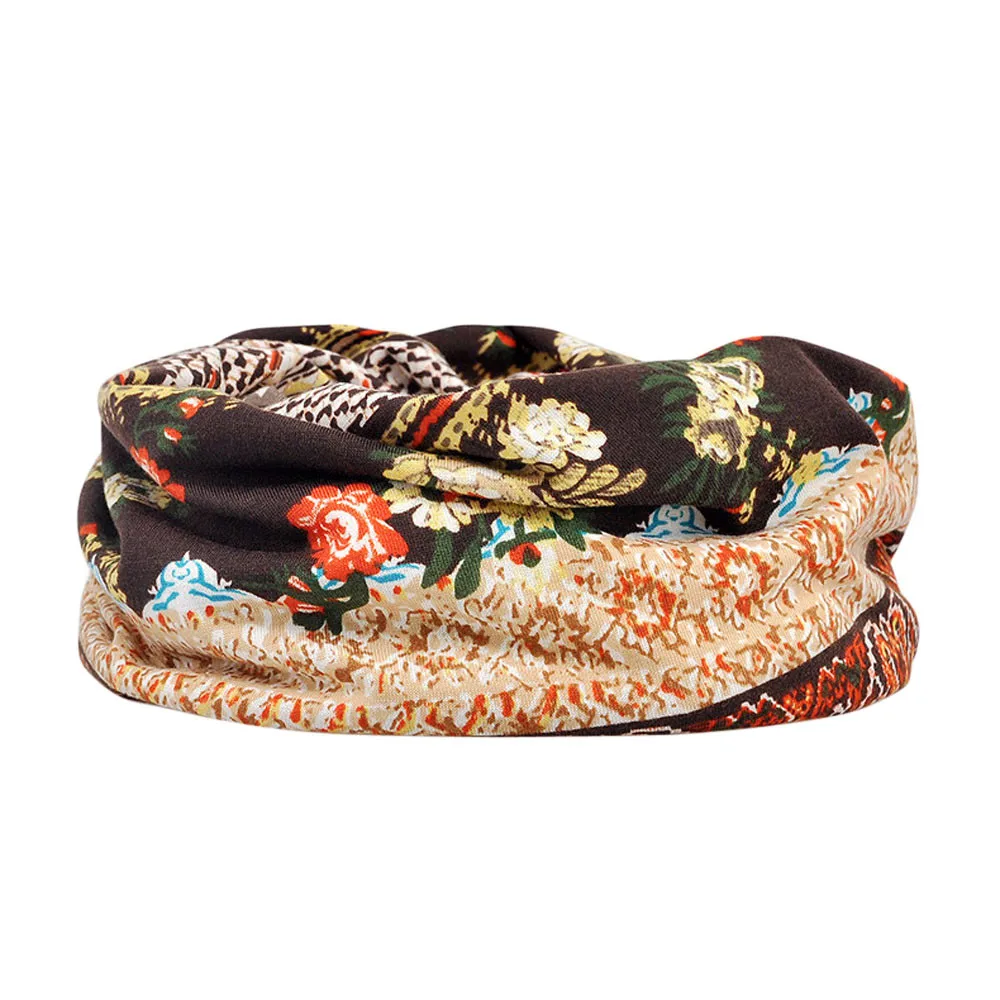 Женская хлопковая Шапка-бини с цветочным принтом для конского хвоста зимняя